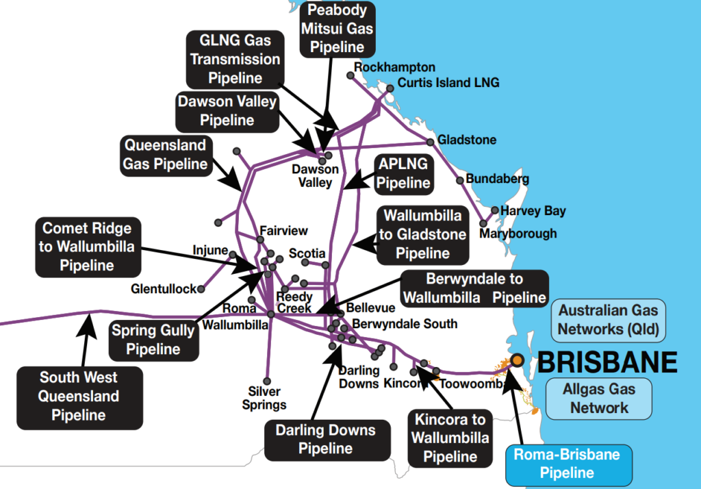 Central and SE Queensland gas pipeline network – Repower Gladstone